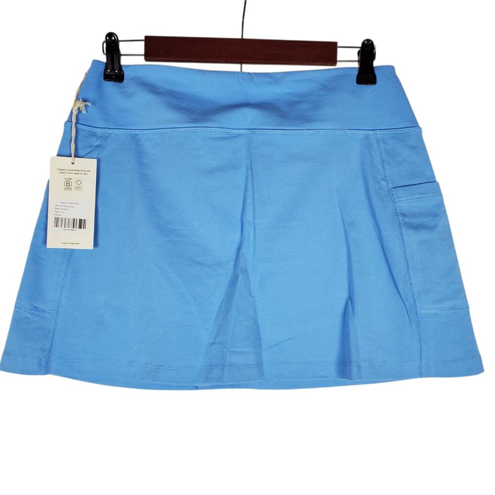 NEW Mate the Label Organic Stretch Pocket Skort Size L Lagoon Blue Pull On Mini - Picture 3 of 12